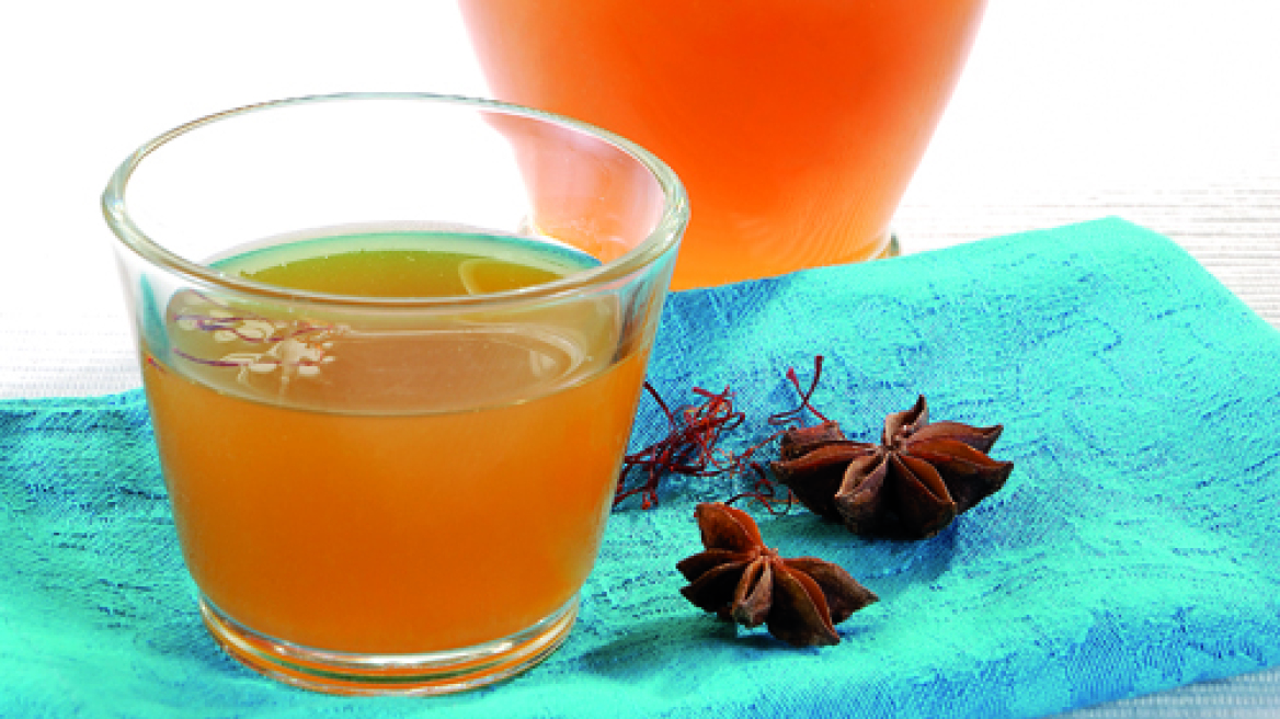 Ζελέ από τσάι με σαφράν, μέλι, λεμόνι και αστεροειδή γλυκάνισο